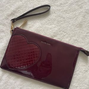 Michael Kors large patent leather hearts clutch wristlet